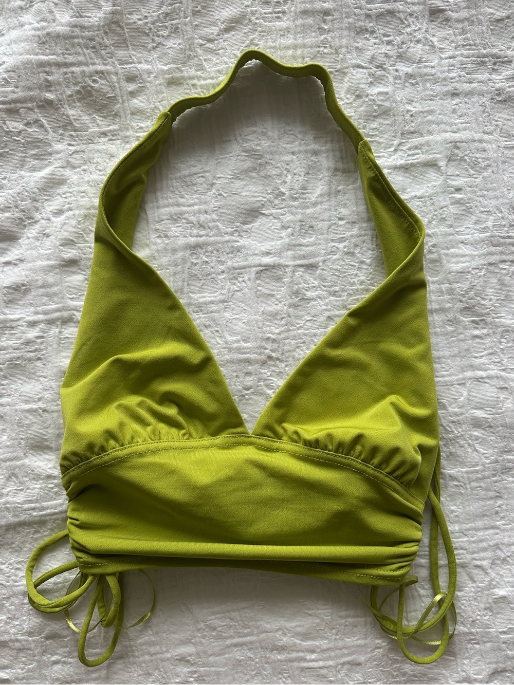 Green halter going out top with adjustable ruching on each side. worn once